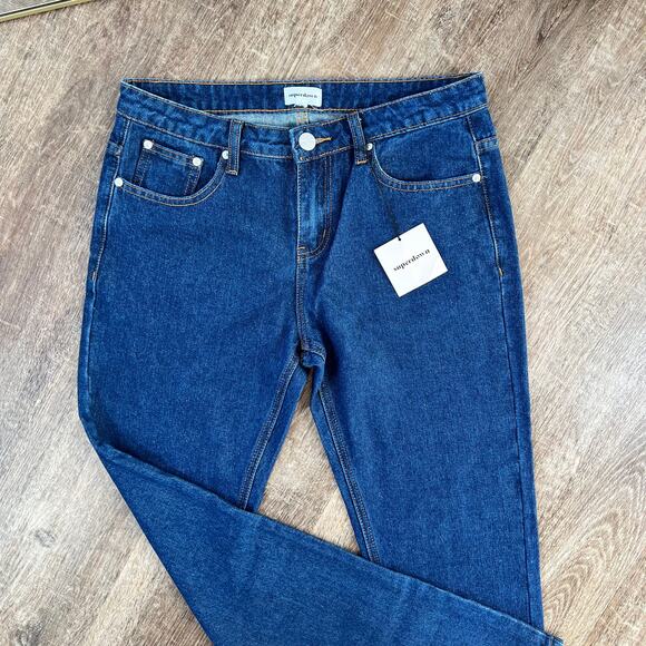 NWT Revolve Superdown Mia Jeans Straight Leg Dark Wash - Picture 4 of 7